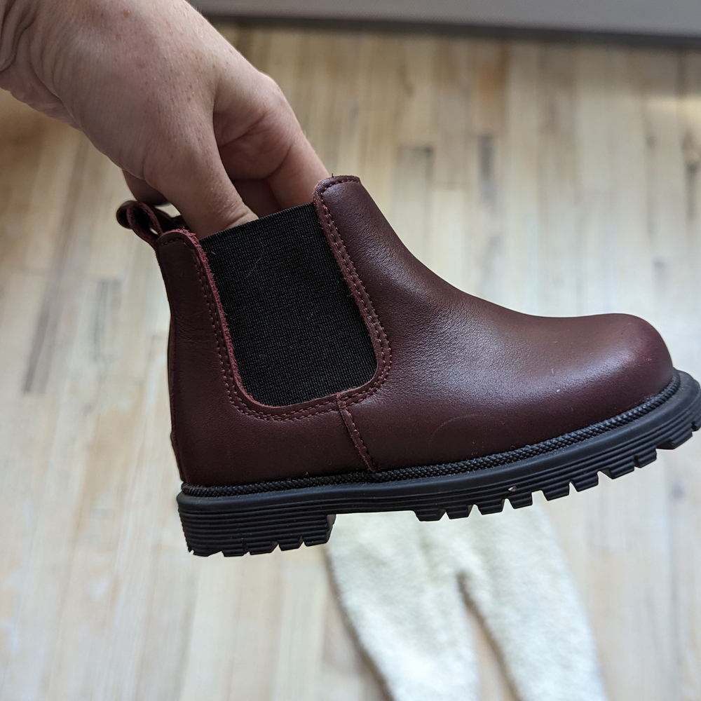 Jacadi Paris Burgundy Leather Chelsea Boots For Toddlers